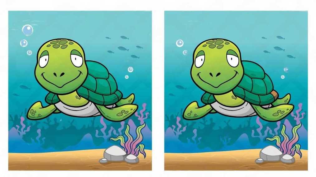 Hvad er forskellen på to skildpadder: Find 6 forskelle på 15 sekunder