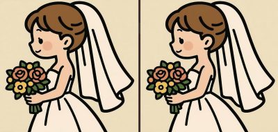 IQ-test: Find 3 forskelle i et billede af en brud med blomster på 45 sekunder