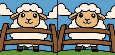IQ-test: Find 3 forskelle i et billede af et får ved et hegn på 51 sekunder